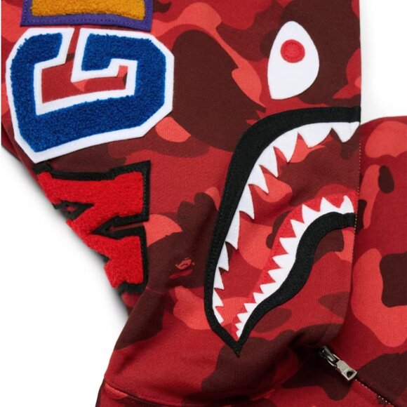 BAPE Color Camo Shark Full Zip Hoodie Red - Picture 8 of 8